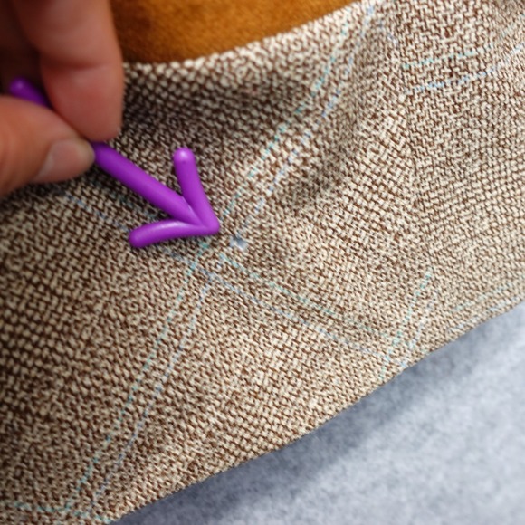 Vintage Tweed Jacket Womens L 12 Brown Plaid HARVE BENARD Velvet Mandarin Collar - Picture 11 of 16